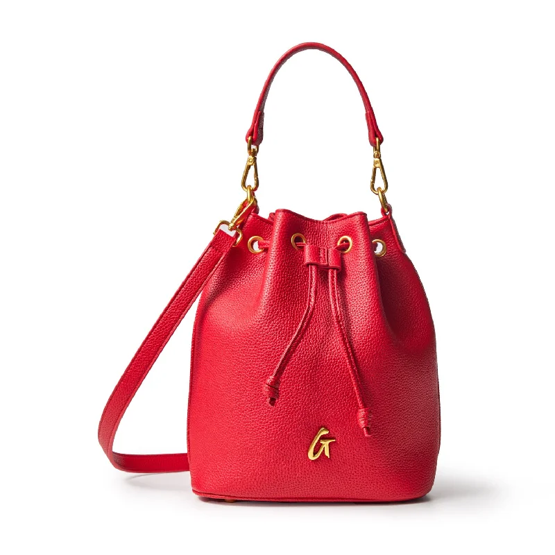 PEBBLE MEDIUM BUCKET BAG RED