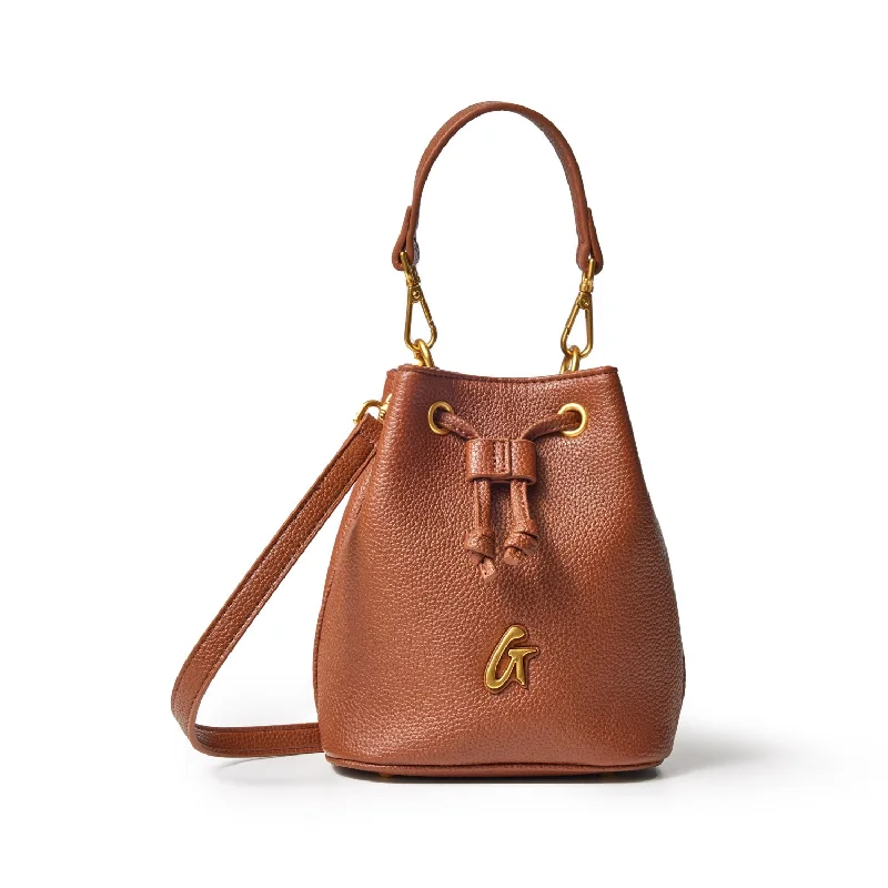 PEBBLE MINI BUCKET BAG BROWN