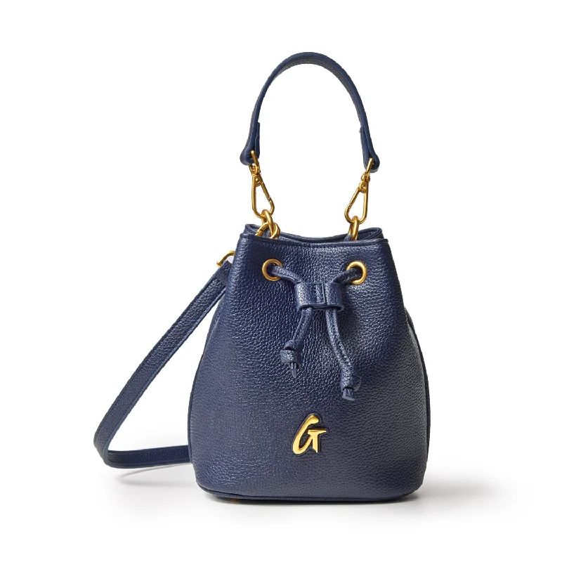 PEBBLE MINI BUCKET BAG NAVY