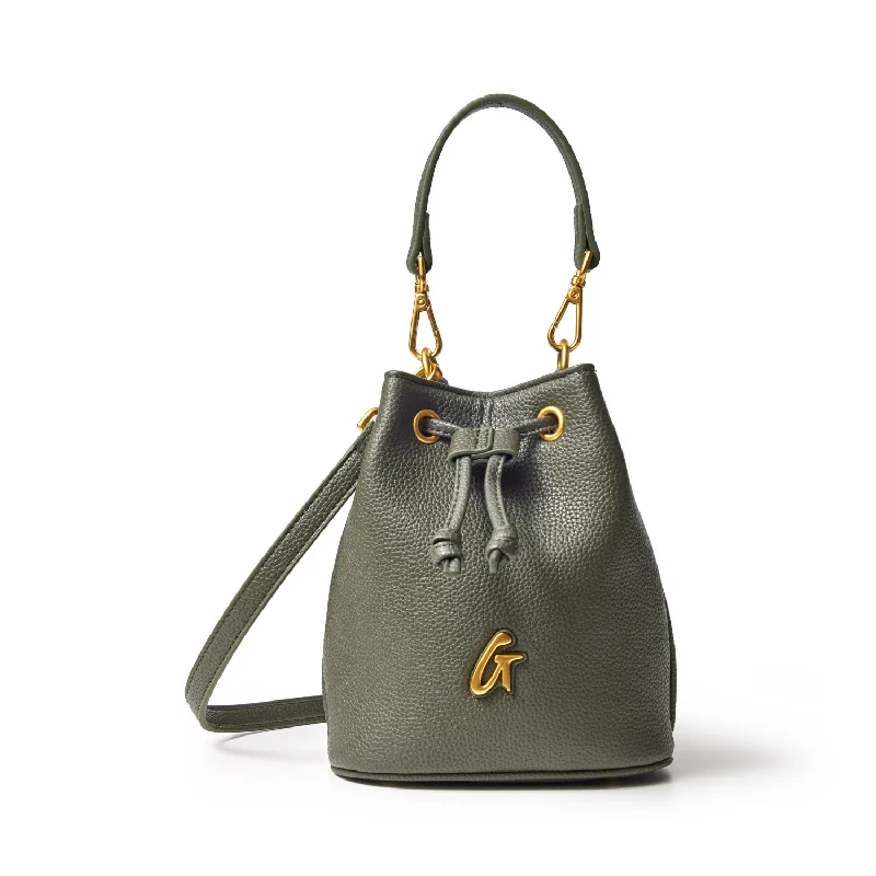 PEBBLE MINI BUCKET BAG OLIVE GREEN