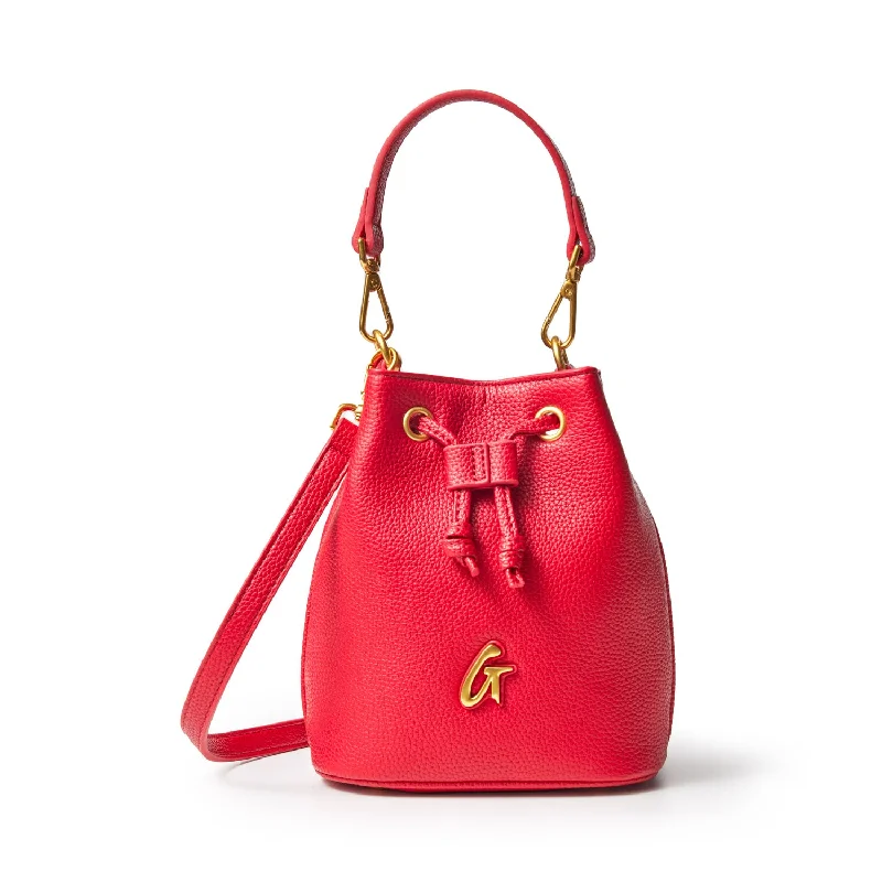 PEBBLE MINI BUCKET BAG RED