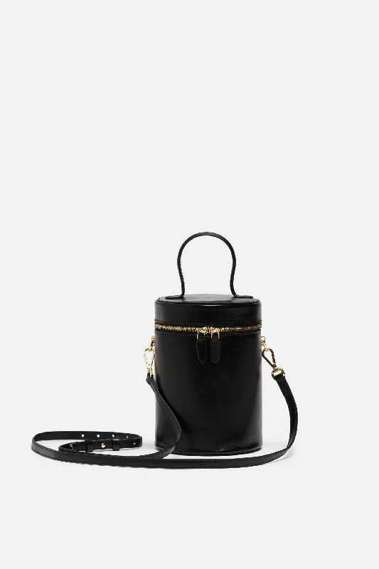 SSW - Cylinder Bucket Leather Bag in Black